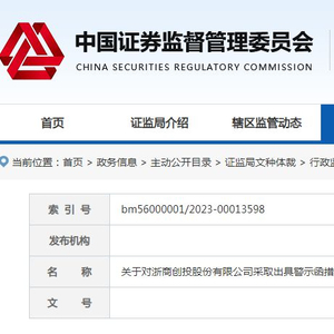 浙商創投及董事長因“名股實債”等違規對外投資行為遭監管警示